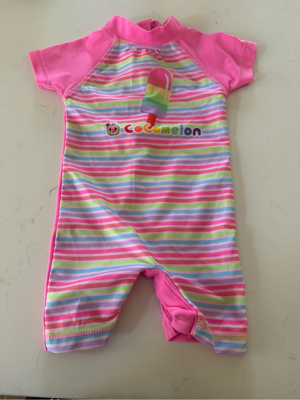 Cocomelon Pink Rainbow Stripe Baby Sunsuit size 3-6 months